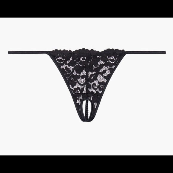 Savage x Fenty string of pearls crotchless thong black size Large - Picture 1 of 1